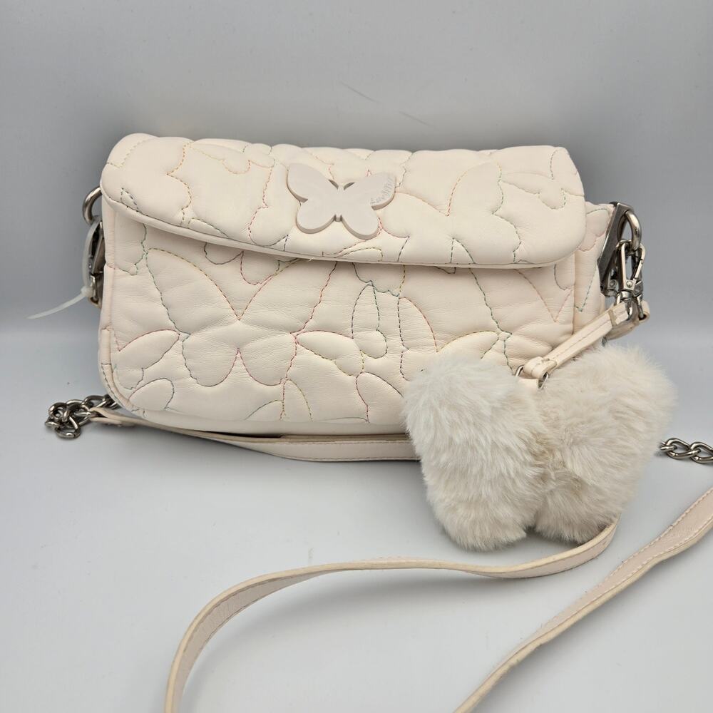 Betsey Johnson Luv Betsey Butterfly Quilted Crossbody Bag Cream Small Cute